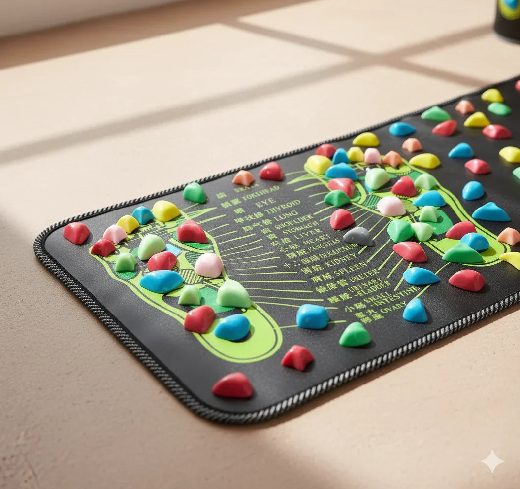 Tapis de réflexologie plantaire professionnel pour massage thérapeutique à domicile.