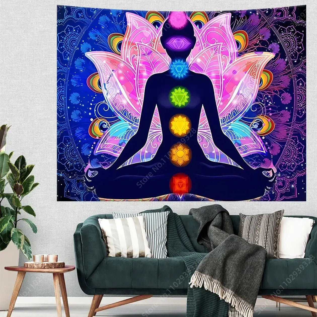 Tapisserie Murale Chakra Mandala Yoga Méditation