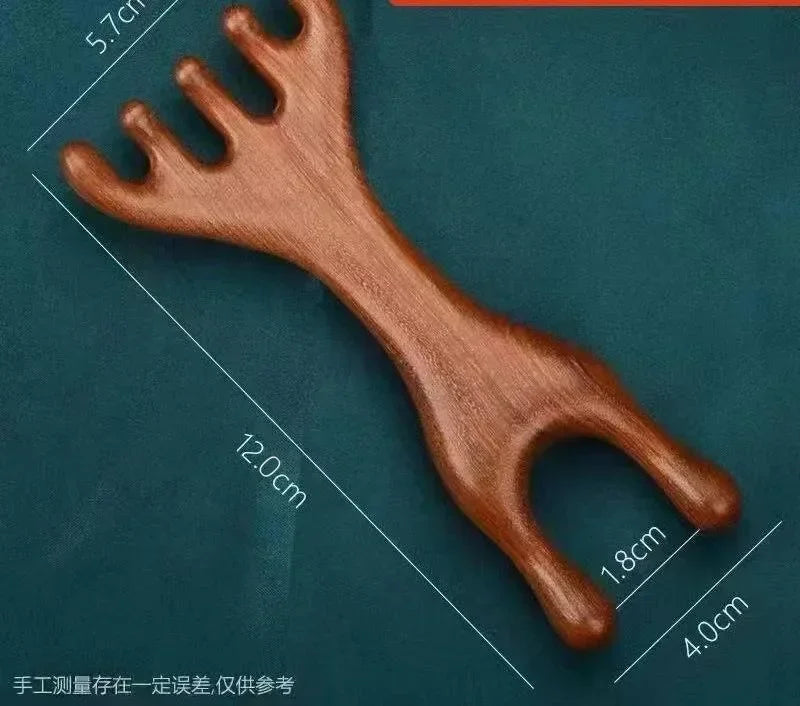 6 Prong Anti-Static Wooden Meridian Massage Comb