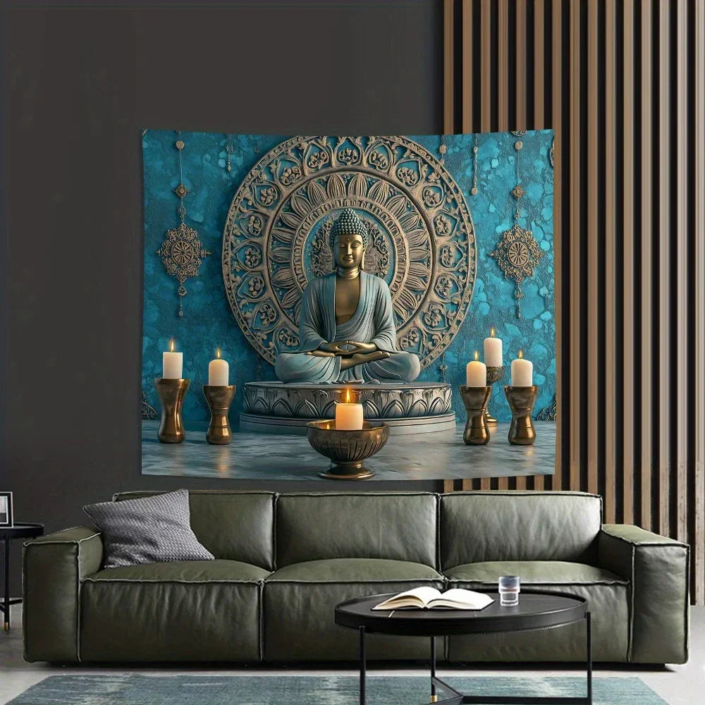Tapisserie Murale Bouddha 3D Élégante Polyester