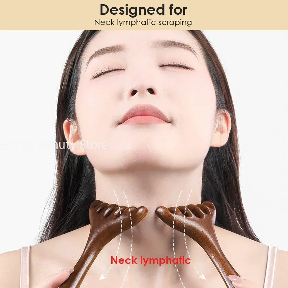 6 Prong Anti-Static Wooden Meridian Massage Comb