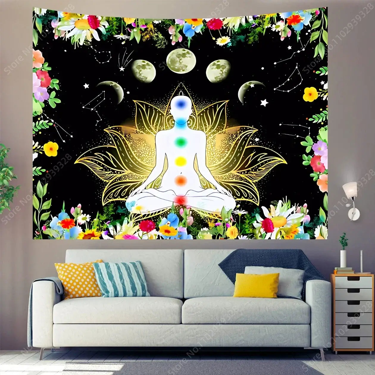 Tapisserie Murale Chakra Mandala Yoga Méditation