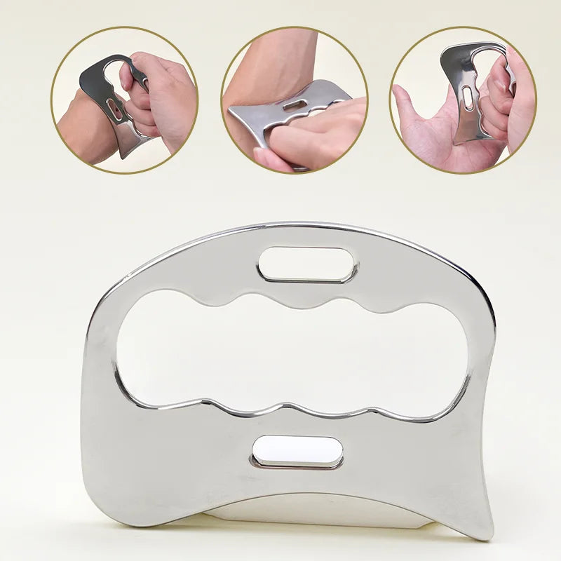 Masseur Guasha en Acier Inoxydable avec Poignée Ergonomique