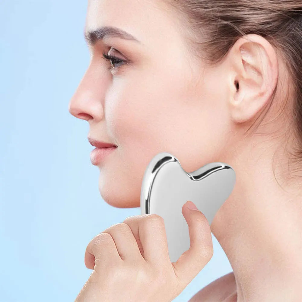 "Outil Gua Sha acier lifting naturel anti-âge visage"