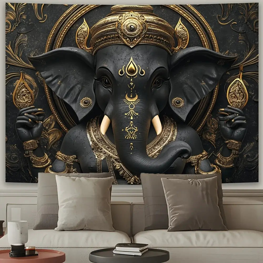 Tapisserie Murale Ganesha 3D Colorée Hindouisme
